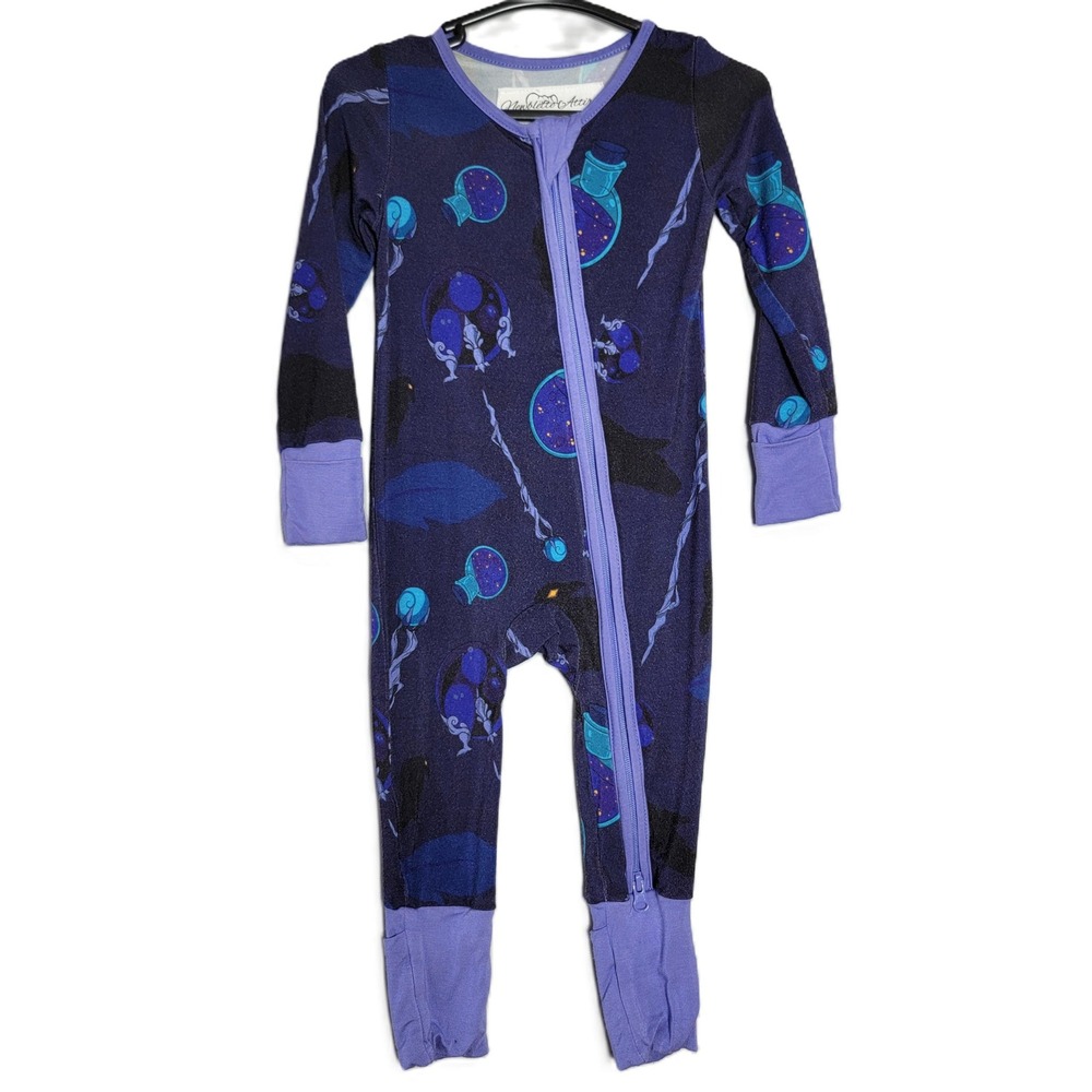 Newblette Attire Bamboo Convertible Zip Romper 0-3 Months Purple Warlock‎ Witch